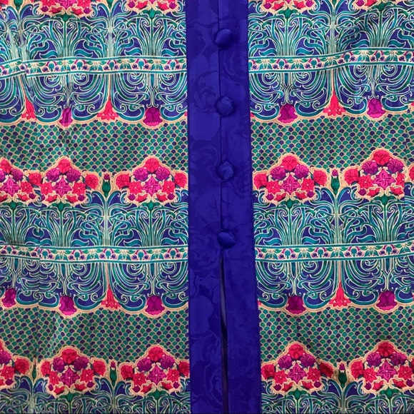 Adrianna Papell 100% Silk Vintage Floral Blazer Jacket Lined Long Sleeve Size 12 - Picture 4 of 9